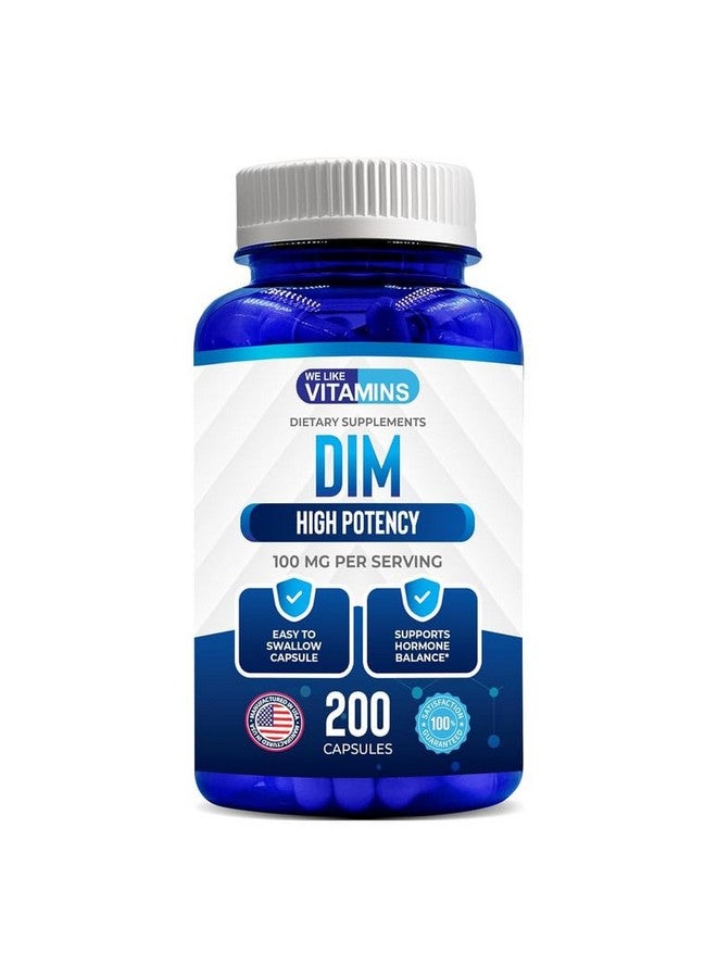 We Like Vitamins DIM 100mg 200 Capsules - 200 Day Supply - Diindolylmethane DIM Supplement for Support with Healthy Estrogen and Hormone Levels - Image 1