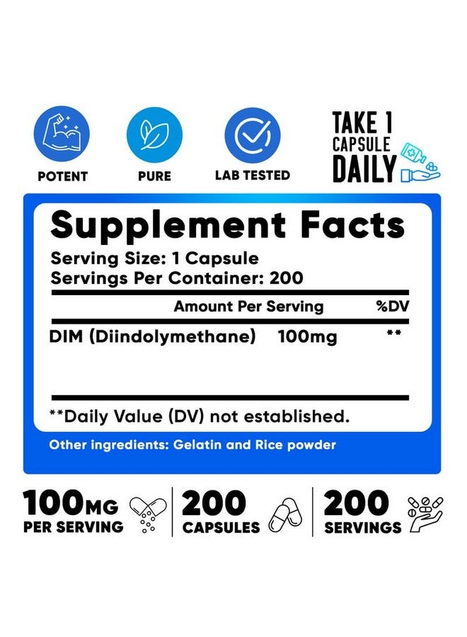 We Like Vitamins DIM 100mg 200 Capsules - 200 Day Supply - Diindolylmethane DIM Supplement for Support with Healthy Estrogen and Hormone Levels - Image 2