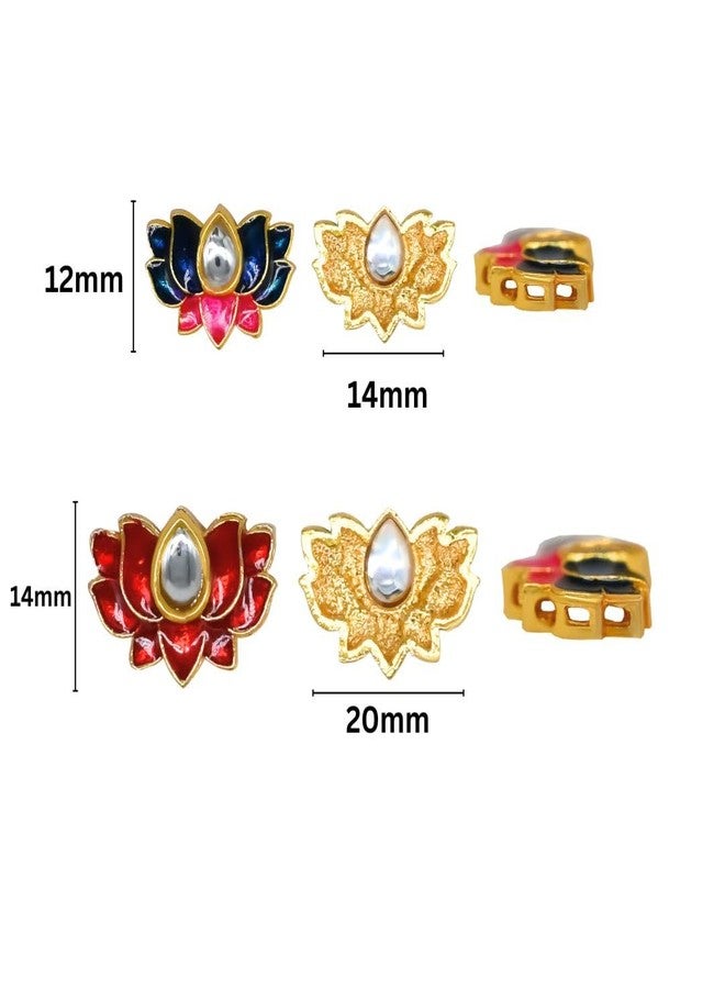 SATRA TRADERS Satra Tarders Lotus Meenakari Kundan Beads for DIY Jewellery Making Rakhi Making | Size : 14mm | Qty : 12pcs | Red - Image 2