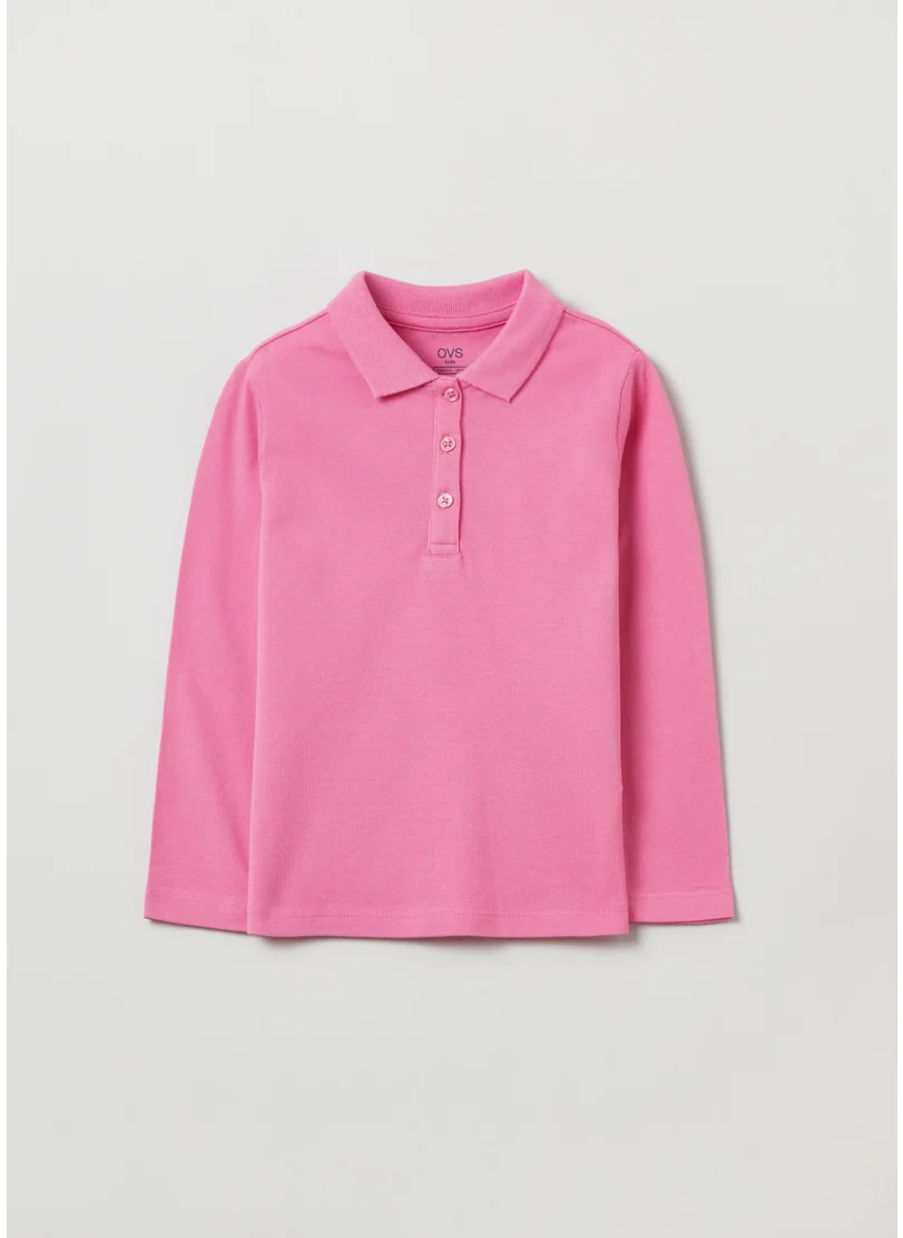او في اس Long-Sleeved Piquet Polo Shirt