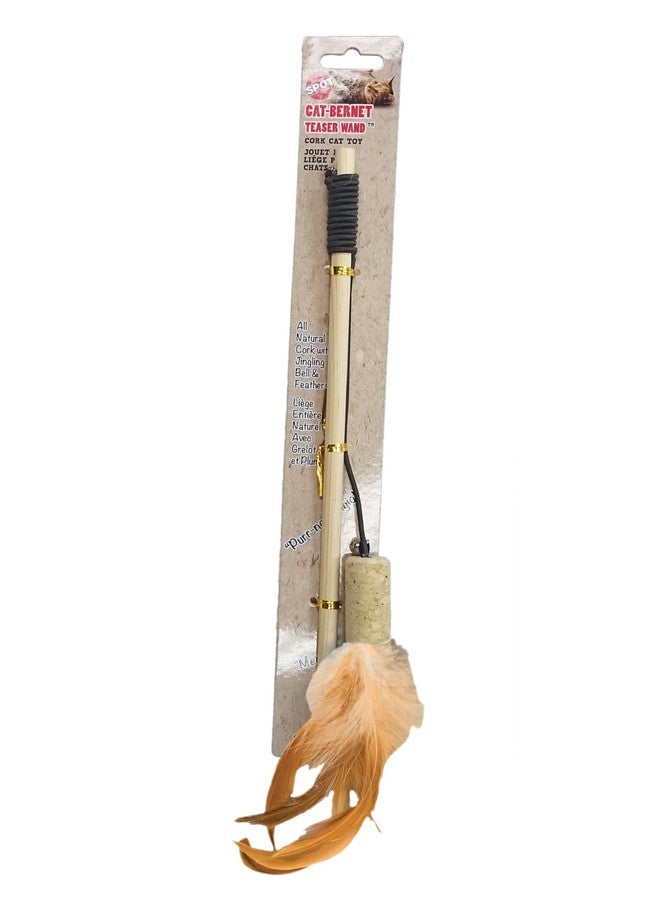 SPOT Cat-Bernet Cork with Feathers Teaser Wand Bernet Cat Toy, Assorted