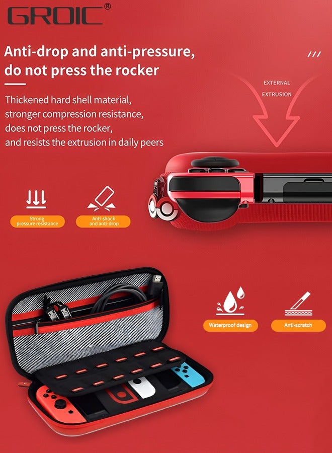 GROIC Carrying Case for Nintendo Switch / OLED, Pokemon Cute Travel Case Protective Hard Bag, Deluxe Protective Hard Shell Storage Case with 12 Game Card Slots for Nintendo Switch Console Accessories  - Image 5