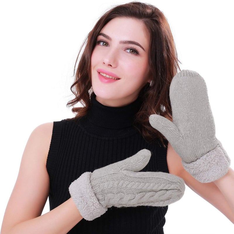 Whiteleopard Women's Winter Gloves Warm Lining - Cozy Wool Knit Thick Gloves Mittens - Image 4