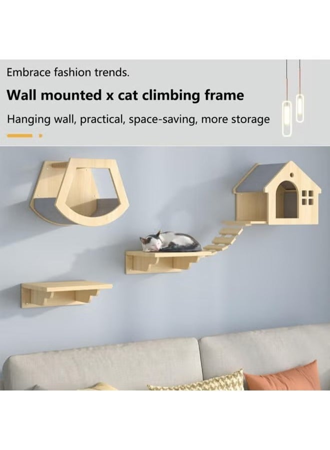 Generic Cat Wall Shelves, Wall-Mounted Cat Furniture, Stable & Safe Climbing Shelf, Indoor Mounted Condos House, Wooden Playing Climber, Cat Perch Set, Natural Wood Cat Walkways, Cat Playground for Sleeping Playing Climbing and Lounging, Cat Climbing Frame with Condos, Perches, Bridge Ladders, Sisal Scratching Posts and Cat Bed  - Image 3