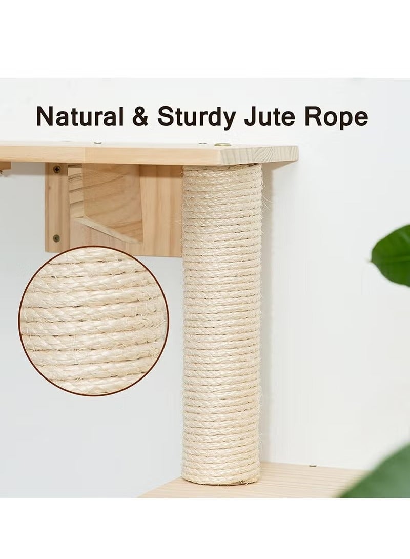 Generic Cat Wall Shelves, Wall-Mounted Cat Furniture, Stable & Safe Climbing Shelf, Indoor Mounted Condos House, Wooden Playing Climber, Cat Perch Set, Natural Wood Cat Walkways, Cat Playground for Sleeping Playing Climbing and Lounging, Cat Climbing Frame with Condos, Perches, Bridge Ladders, Sisal Scratching Posts and Cat Bed  - Image 5