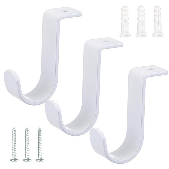 CURTAIN ROD BRACKETS FOR CEILINGMOUNTED DRAPERY ROD HOLDER FOR 1DIAMETER ROD SET OF 3WHITE
