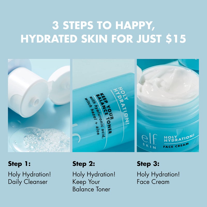elf e.l.f. Skin Holy Hydration! The Essentials Mini Kit, Cleanser, Toner & Moisturizer for Hydrated & Balanced Skin, TSA-Friendly Sizes - Image 2