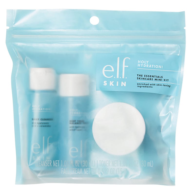 elf e.l.f. Skin Holy Hydration! The Essentials Mini Kit, Cleanser, Toner & Moisturizer for Hydrated & Balanced Skin, TSA-Friendly Sizes - Image 4