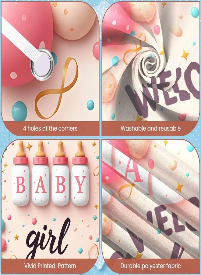 LUUFILx Welcome Baby Girl Door Cover Decorations Pink Welcome Home Baby Front Door Banner It's a Girl Hanging Porch Backdrop Decor for Baby Shower Gender Reveal Party Yard Signs Indoor Outdoor Supplies - Image 4