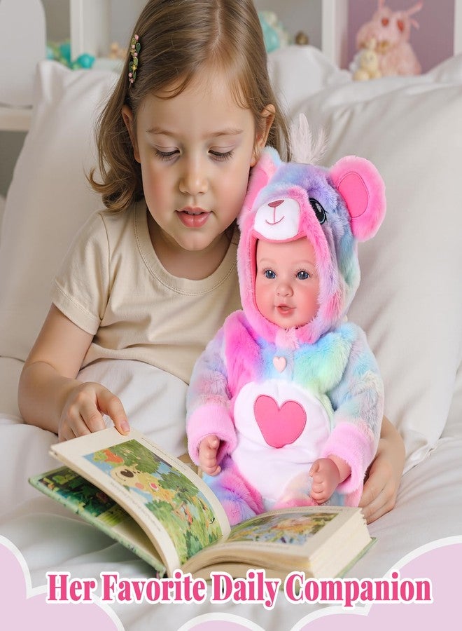 BABESIDE Baby Dolls, 15-Inch Realistic Cute Soft Cloth Body Baby Doll Real Life Baby Dolls with Accessories in Rainbow Plush Bear Outfit for 3+ Year Old Girls Gifts, Pretend Play, Collection - Image 5