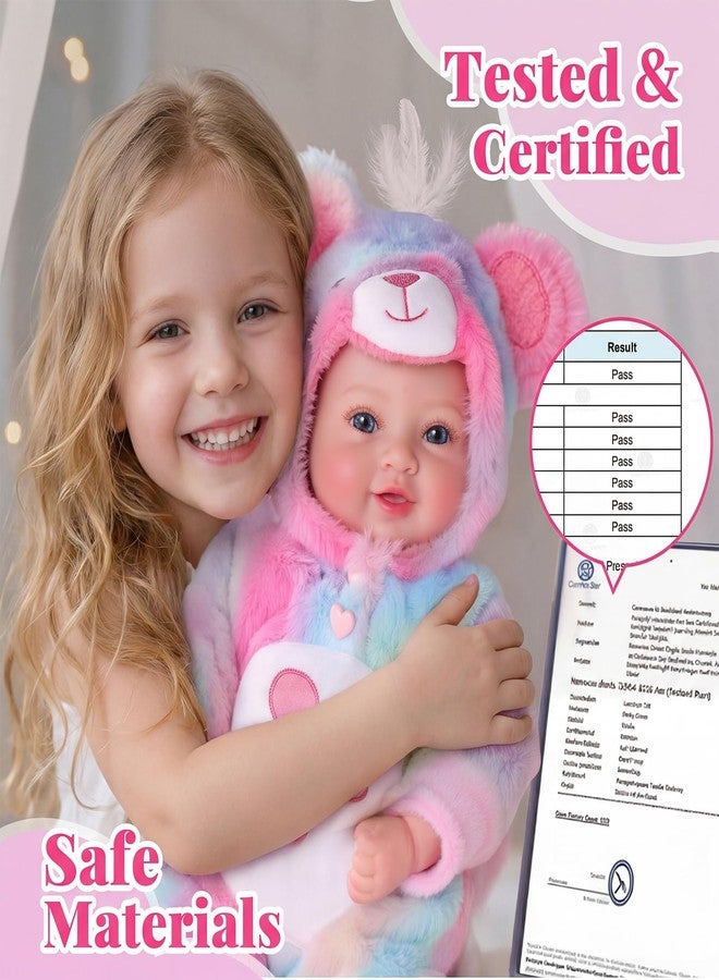 BABESIDE Baby Dolls, 15-Inch Realistic Cute Soft Cloth Body Baby Doll Real Life Baby Dolls with Accessories in Rainbow Plush Bear Outfit for 3+ Year Old Girls Gifts, Pretend Play, Collection - Image 4