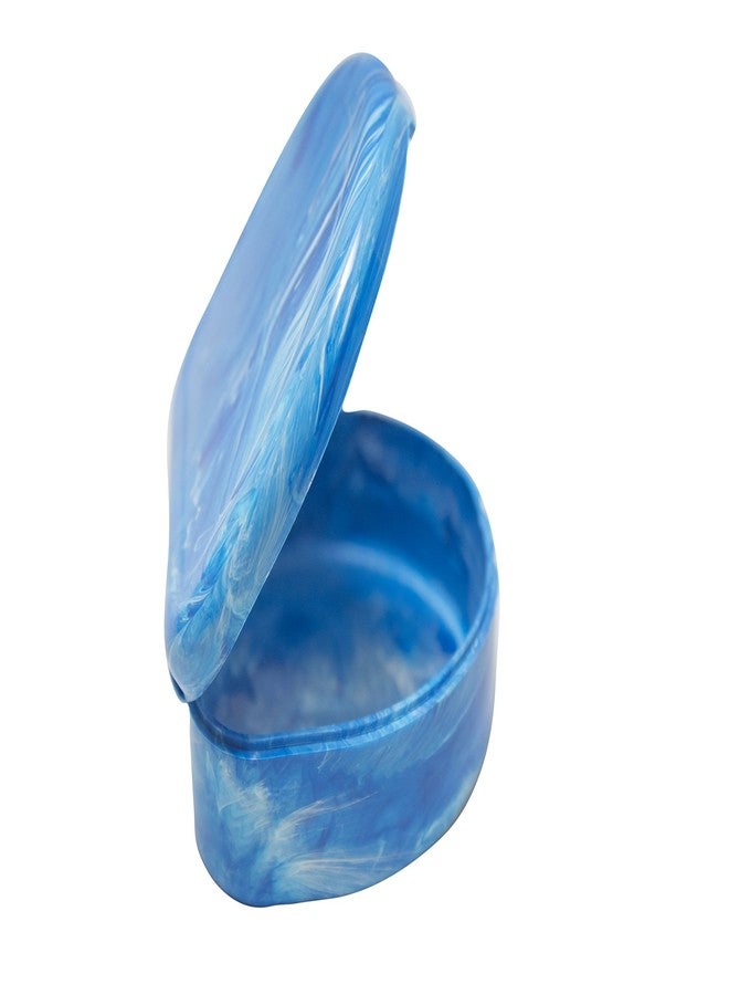 فيفيد علبة تقويم أسنان مزودة بأغطية مفصلية قابلة للإغلاق، علب أطقم أسنان محمولة، علبة واقي فم لأجهزة التقويم وأطقم الأسنان (رخام أزرق) - Image 1