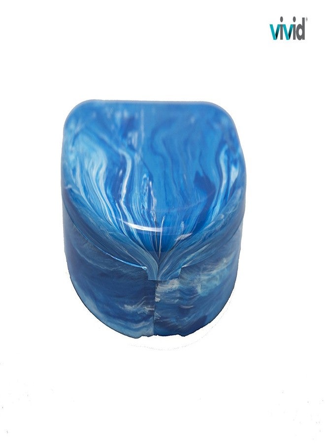 فيفيد علبة تقويم أسنان مزودة بأغطية مفصلية قابلة للإغلاق، علب أطقم أسنان محمولة، علبة واقي فم لأجهزة التقويم وأطقم الأسنان (رخام أزرق) - Image 2