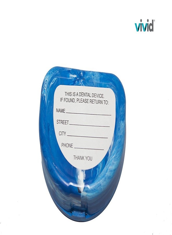 فيفيد علبة تقويم أسنان مزودة بأغطية مفصلية قابلة للإغلاق، علب أطقم أسنان محمولة، علبة واقي فم لأجهزة التقويم وأطقم الأسنان (رخام أزرق) - Image 5