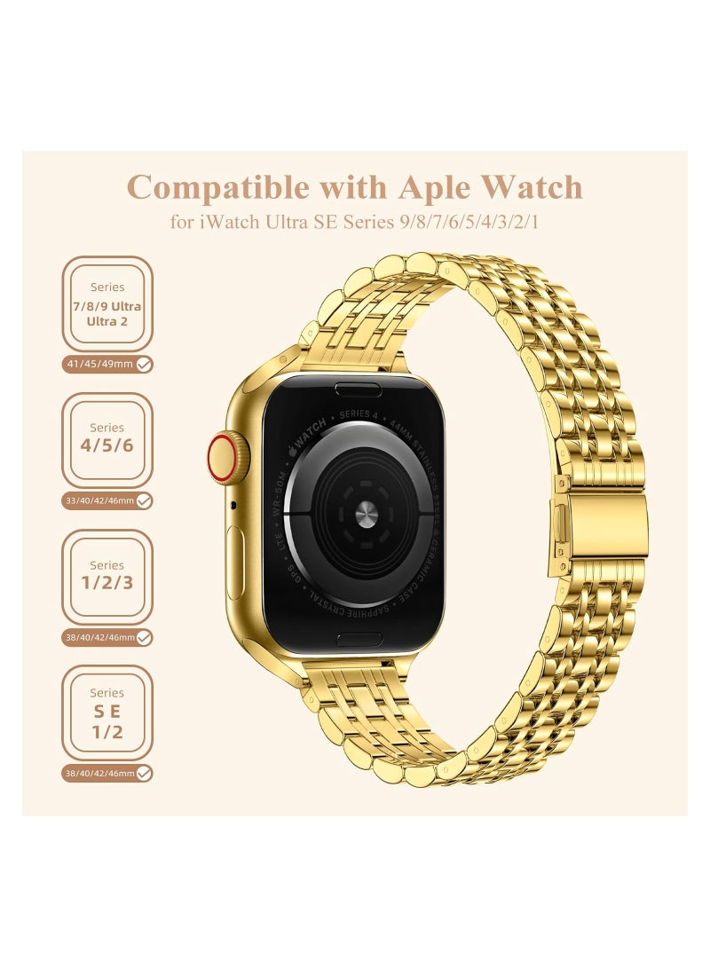 SYOSI Slim Stainless Steel Band, Compatible For Apple Watch 38mm 40mm 41mm for Women, Adjustable Metal Band Compatible with Iwatch Ultra Series 9 8 7 6 5 4 3 2 1 Se All Models, for Both Small, Large Wrists - Image 4