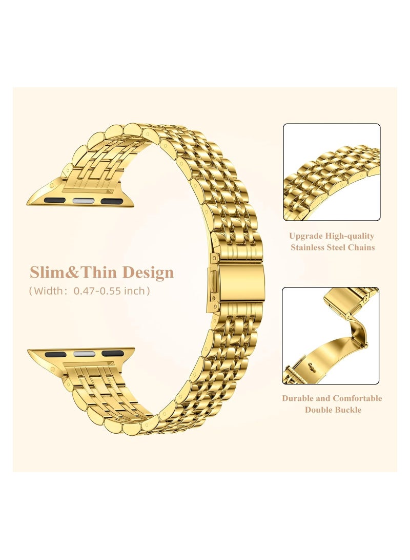 SYOSI Slim Stainless Steel Band, Compatible For Apple Watch 38mm 40mm 41mm for Women, Adjustable Metal Band Compatible with Iwatch Ultra Series 9 8 7 6 5 4 3 2 1 Se All Models, for Both Small, Large Wrists - Image 2