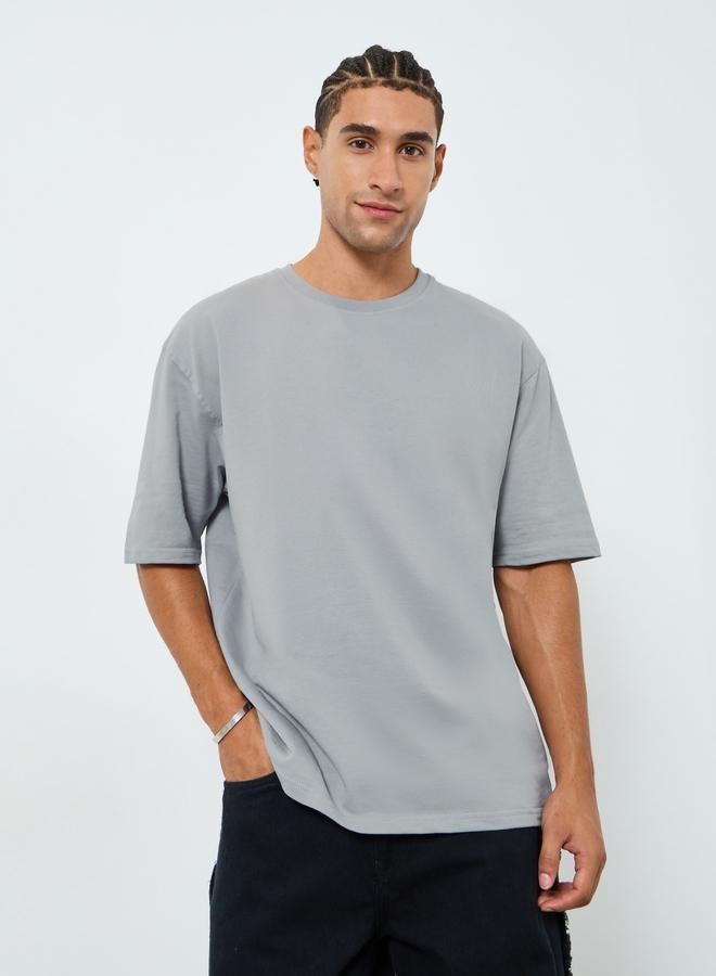Styli Men Grey Oversized Graphic Print T-Shirt - Image 1