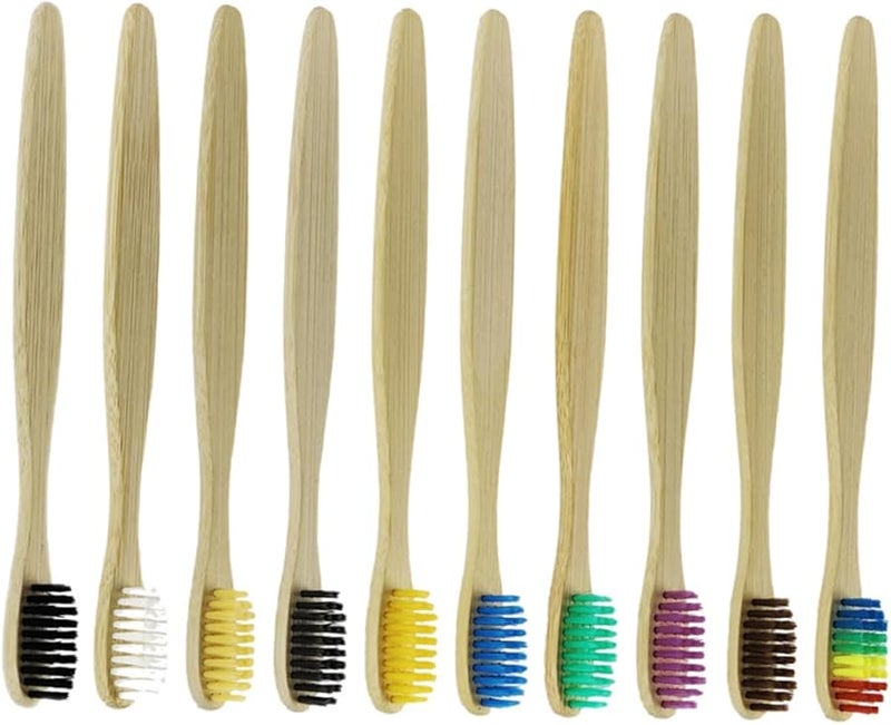 Bamboo Toothbrush Set 10pcs Soft Bristles Eco Friendly For Travel Hotels Homestays - Image 2