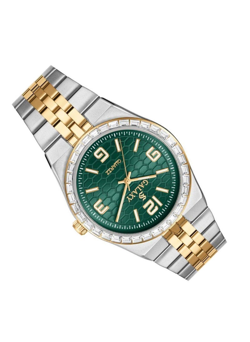 جالاكسي ساعة جالكسي GS-2398 للجنسين، ساعة معصم تناظرية، هيكل من الفولاذ المقاوم للصدأ، تصميم كلاسيكي أنيق، ساعة للارتداء اليومي - Image 2