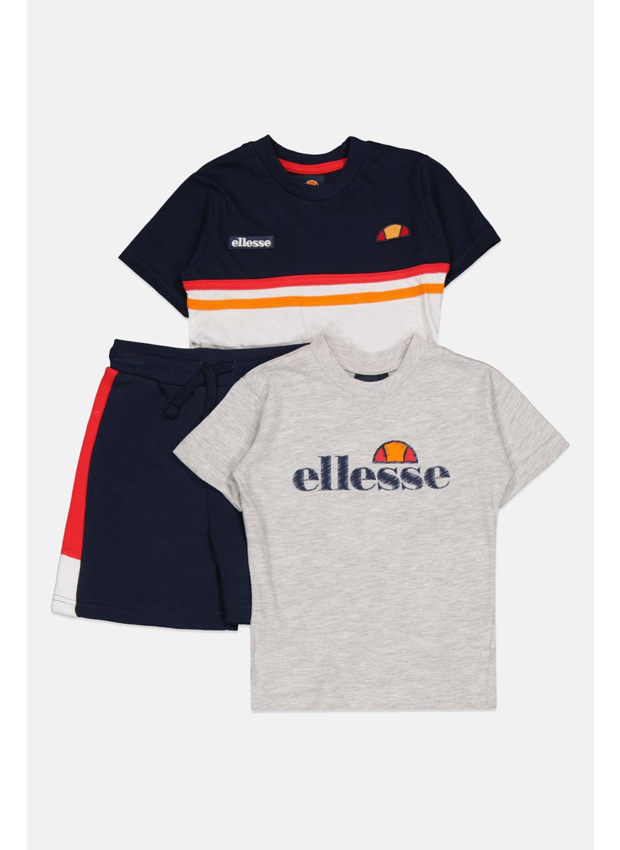 Ellesse Kids Boy 3 Pieces Sportswear Fit Outdoor T-Shirts And Short, Navy Combo  - Image 2