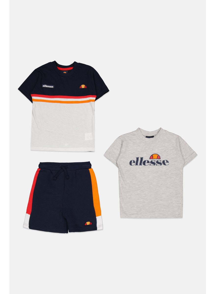 Ellesse Kids Boy 3 Pieces Sportswear Fit Outdoor T-Shirts And Short, Navy Combo  - Image 1