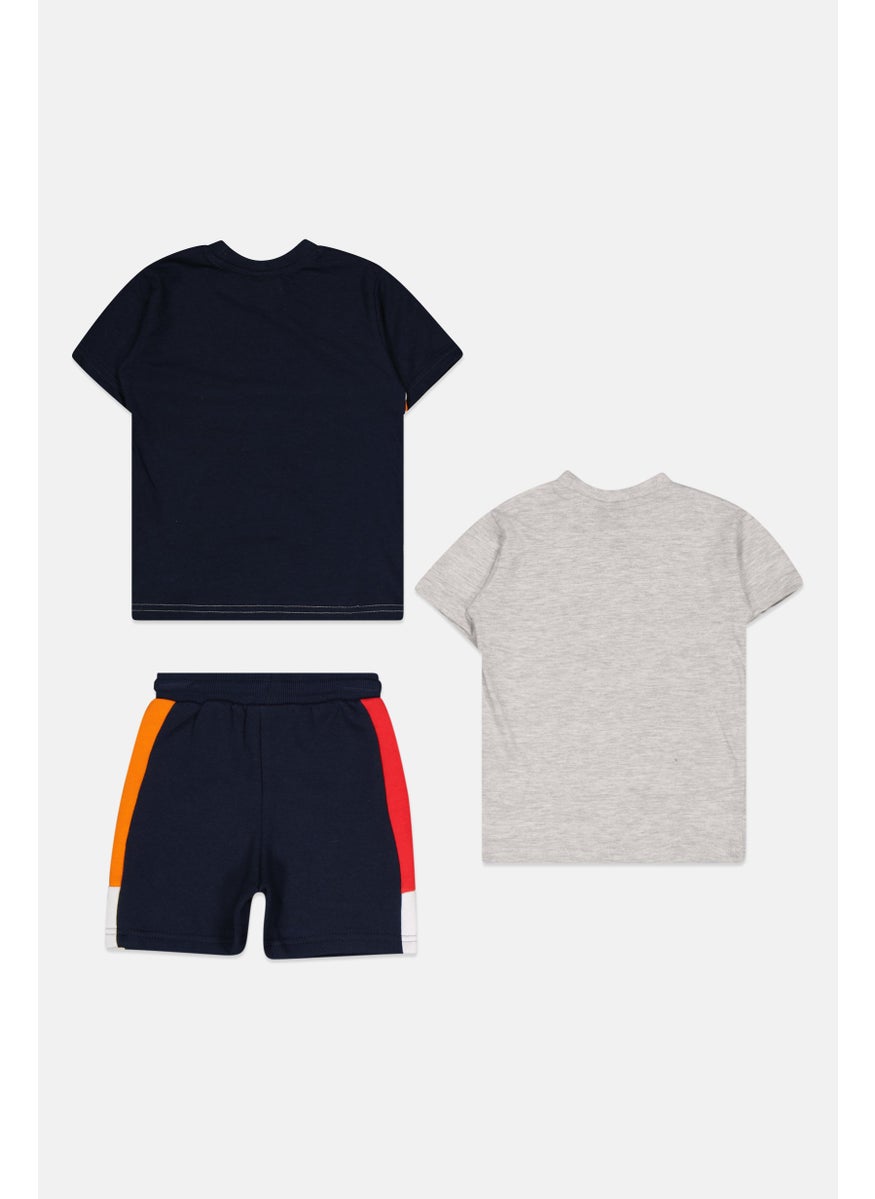 Ellesse Kids Boy 3 Pieces Sportswear Fit Outdoor T-Shirts And Short, Navy Combo  - Image 3