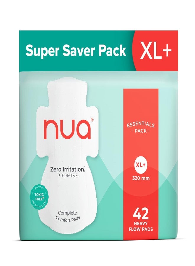 Nua Ultra-Safe Sanitary Pads for Women | SUPER SAVER Pack of 42 | XL+ Heavy Flow Absorbency | Leakproof, Unscented & Toxin-Free | Gentle on Sensitive Skin | Breathable & Rash-Free - Image 1
