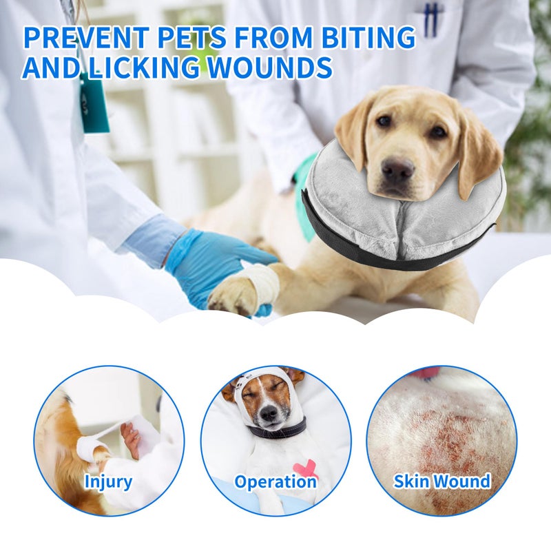 Rinling Dog Cone Collar, Inflatable Dog Cone Soft Protective Pet Recovery Collar After Surgery for Dogs and CatsGrey M (9-14") - Image 4