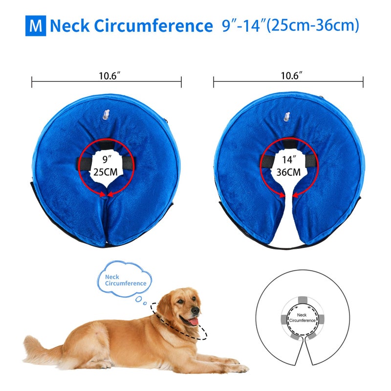 Rinling Dog Cone Collar, Inflatable Dog Cone Soft Protective Pet Recovery Collar After Surgery for Dogs and CatsGrey M (9-14") - Image 3