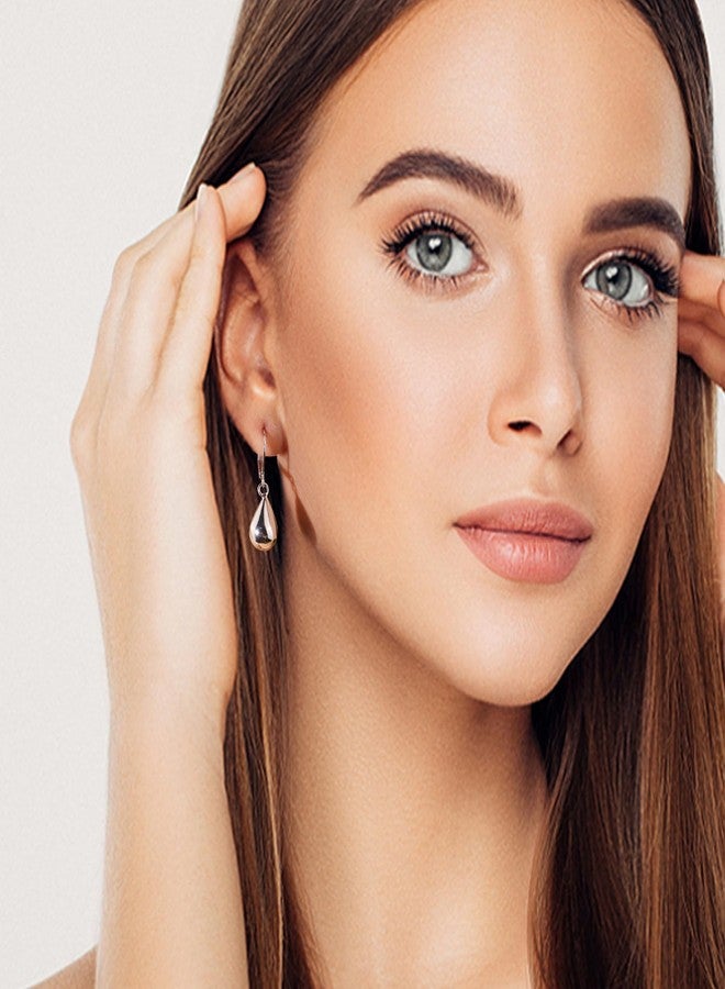 أليكس كرافت أقراط فضية على شكل دمعة للنساء والفتيات، أقراط متدلية فضية بمشبك خلفي، أقراط فضية مضادة للحساسية بمشبك خلفي. - Image 5