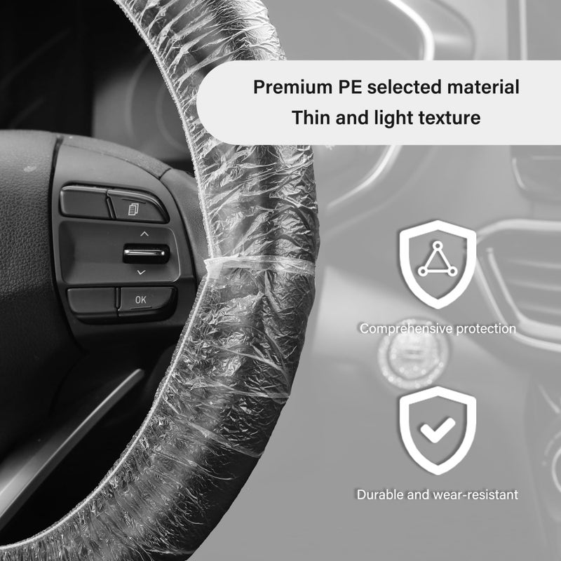 NHHC 100PCS Disposable Steering Wheel Covers,Disposable Steering Wheel Protector with Elastic for Avoiding Scuffs & Scratches,Universal Car Steering Wheel Cover Car Accessories - Image 3