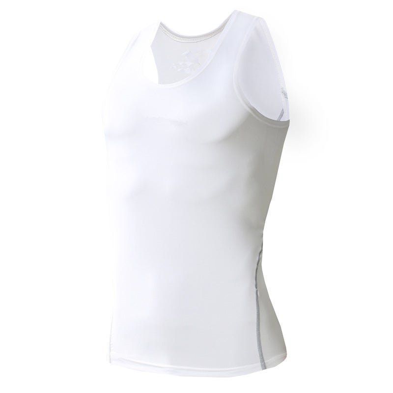 Generic Mens Quick-Dry Compression Tank Top for Basketball Running White 