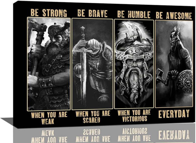 SweetFox Viking Warrior Inspirational Quotes Canvas Art - Image 1