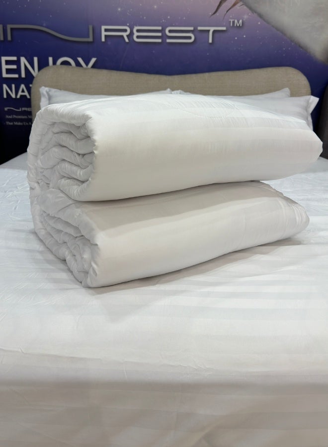INREST Royal Line White King Comforter Set – 6 Pieces Hotel Stripe Bedding  – Comforter 230×250 cm with Fitted Sheet 200×200 cm - Image 4