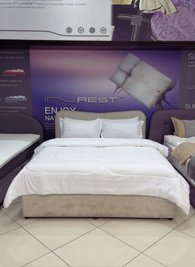 INREST Royal Line White King Comforter Set – 6 Pieces Hotel Stripe Bedding  – Comforter 230×250 cm with Fitted Sheet 200×200 cm - Image 3