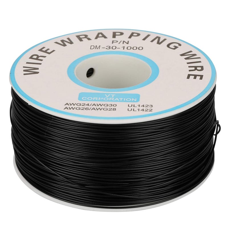 1Roll Wire Wrapping Single Copper Wire Strand 30AWG Cable 0.25 mm Core Diameter (Black) - Image 1