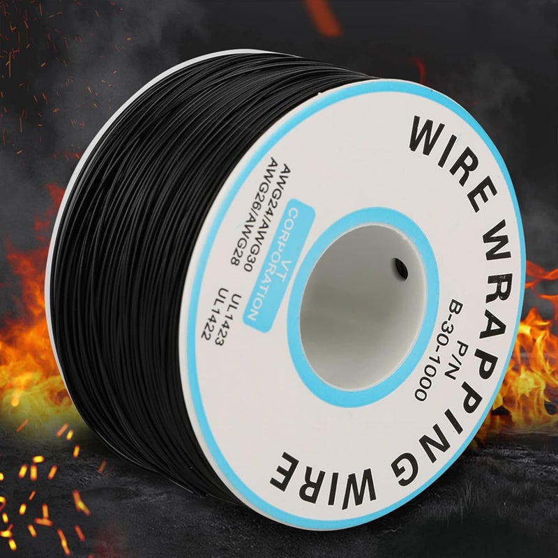 1Roll Wire Wrapping Single Copper Wire Strand 30AWG Cable 0.25 mm Core Diameter (Black) - Image 2