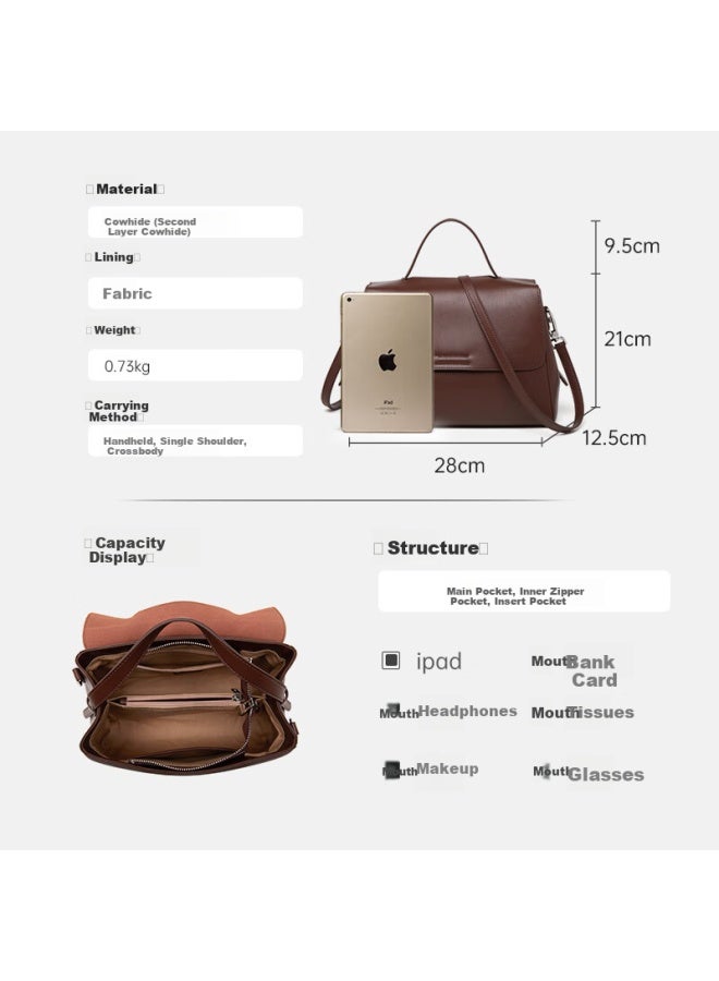 ZOOLER Zhuer Women's Handbag , Light Luxury Retro Genuine Leather Tote Bag, Commuter Crossbody Bag, Qixi Gift For Wife - Image 1