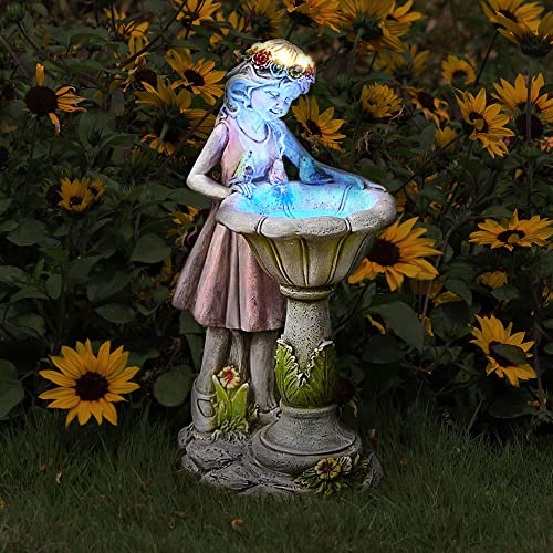 Voveexy Fairy Garden Statue, Solar Garden Angel Figurine Outdoor Decoration Waterproof Resin Angel Sculpture for Patio Yard Lawn Porch Art Decoration Ornament Housewarming Christmas Birthday Gift - Image 1
