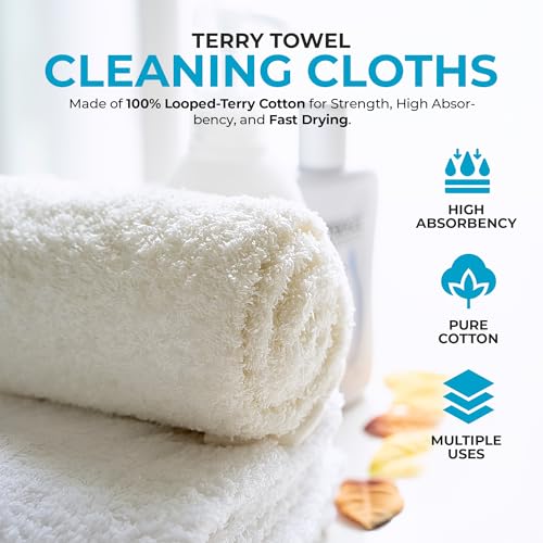 Simpli-Magic 79171 Terry Cleaning Cloths, 12"x12", White, 50 Pack - Image 2