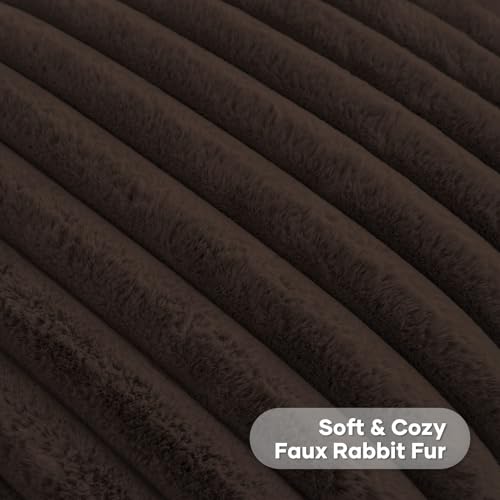 FUTEI Pack of 2 Fluffy Faux Fur Throw Pillow Covers 18x18 Inch Elegant Striped Textured Decorative Cushion Cases Modern Accent Pillow for Couch Bed Living Room Dark Coffee - Image 3