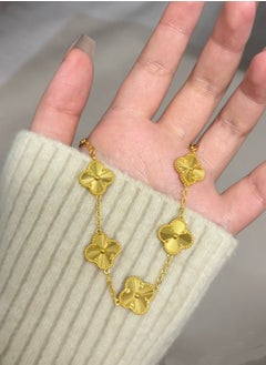 Van Women's four-leaf clover five-flower bracelet gold laser style  - Image 2