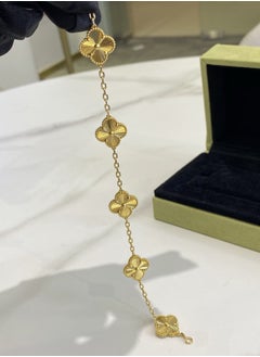 Van Women's four-leaf clover five-flower bracelet gold laser style  - Image 5