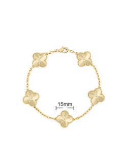 Van Women's four-leaf clover five-flower bracelet gold laser style  - Image 3
