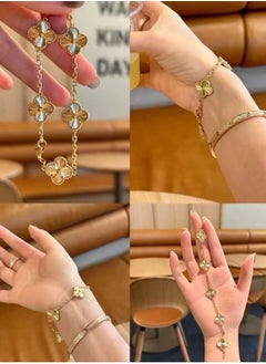 Van Women's four-leaf clover five-flower bracelet gold laser style  - Image 4