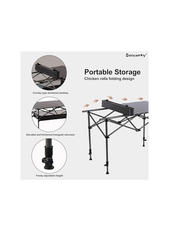 Beauenty Folding Outdoor Table Portable Camping Adjustable Hight Picnic Table With Carry Bag - Image 5
