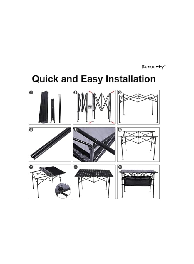 Beauenty Folding Outdoor Table Portable Camping Adjustable Hight Picnic Table With Carry Bag - Image 4