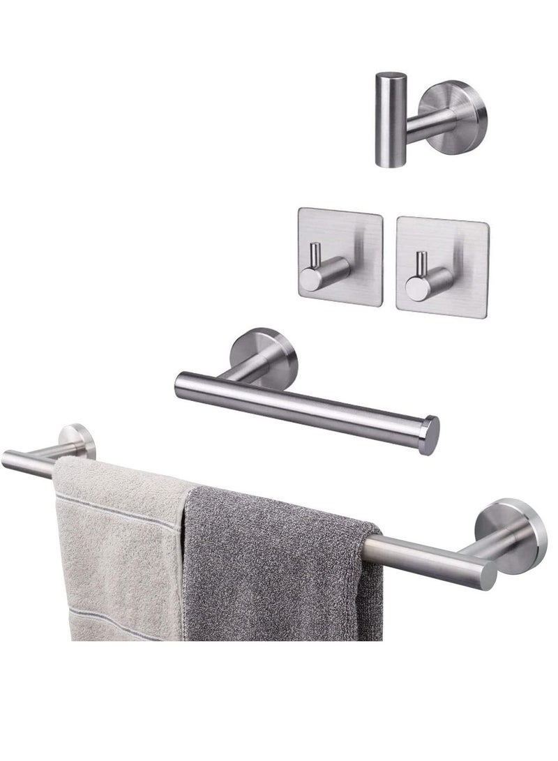 5 PCS Bathroom Hardware Set SUS304 Stainless Steel-Towel Rack Set Include Lengthen Hand Towel Bar+Toilet Paper Holder+3 Robe Towel Hooks Bathroom Accessories Towel Bar Set(Polished Chrome,24IN) - Image 1