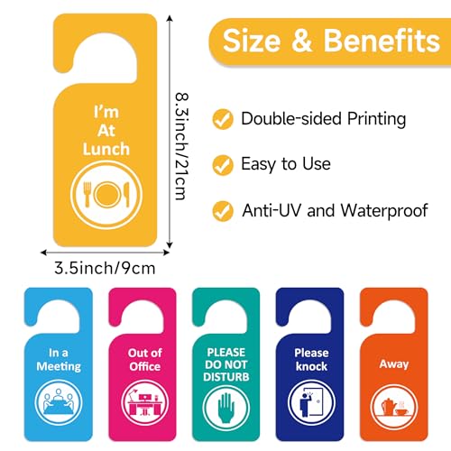 LUHIMO 6PCS Do Not Disturb Door Hanger Sign，Double-Sided In A Meeting Sign for Office Door，Please Knock/Out of Office Door Tags for Business, Home, Clinic, Hotel, Bathroom, Bedroom, Therapists - Image 2