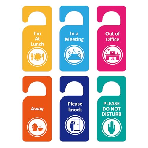 LUHIMO 6PCS Do Not Disturb Door Hanger Sign，Double-Sided In A Meeting Sign for Office Door，Please Knock/Out of Office Door Tags for Business, Home, Clinic, Hotel, Bathroom, Bedroom, Therapists - Image 1